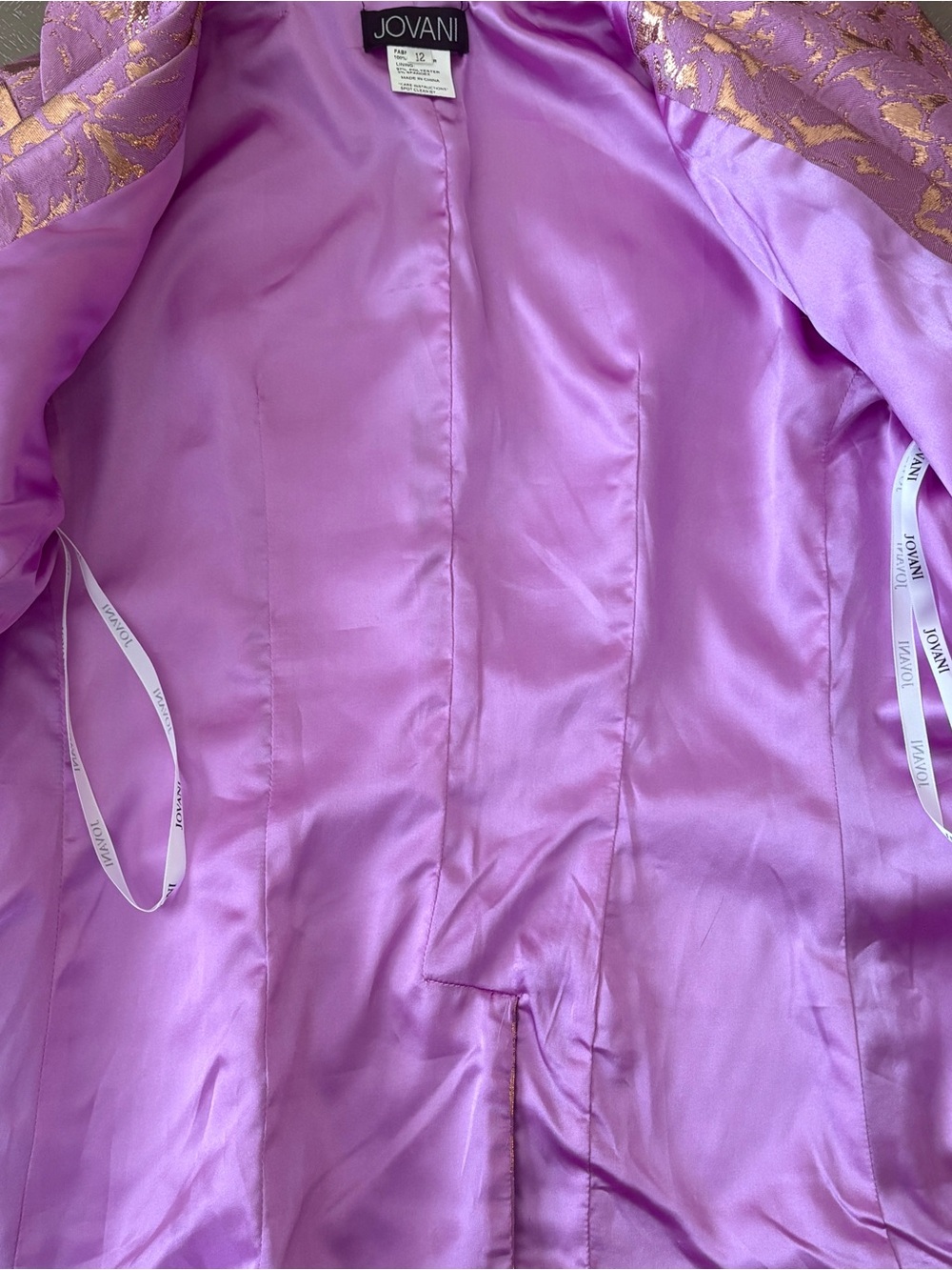 JOVANI ✨ Lavender Gold Feather Cuffs Pant Suit 24621 Sz 12 - Picture 6 of 16